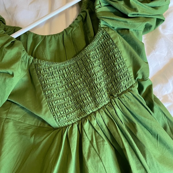 Abercrombie Women's Ruched Puff Sleeve Mini Dress in Green XXS Petite - Picture 3 of 6